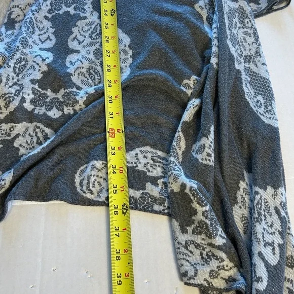 Neiman Marcus Gray Lace Waterfall Open Front Duster Sweater Cardigan Sz XL - Picture 12 of 13